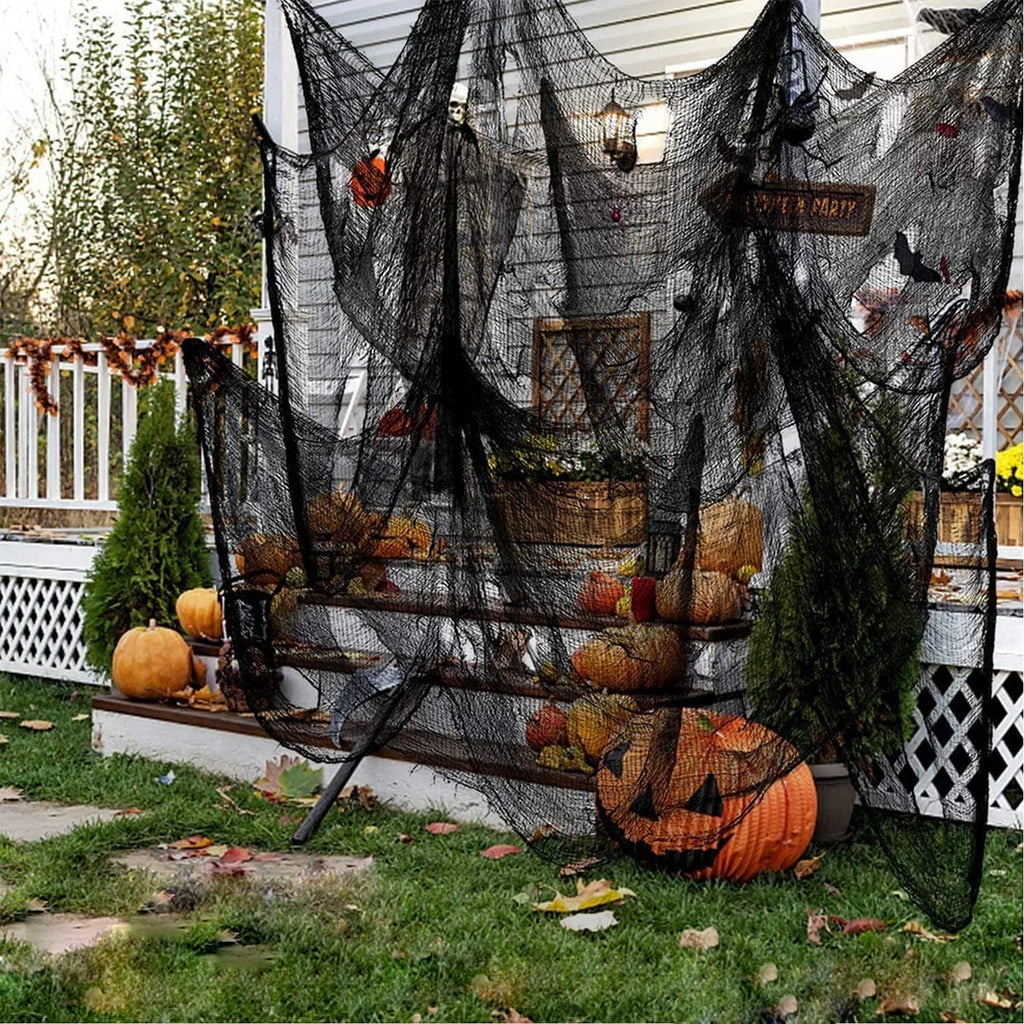 Halloween Creepy Cloth Black Gauze 76cm x 183cm Spooky Decor