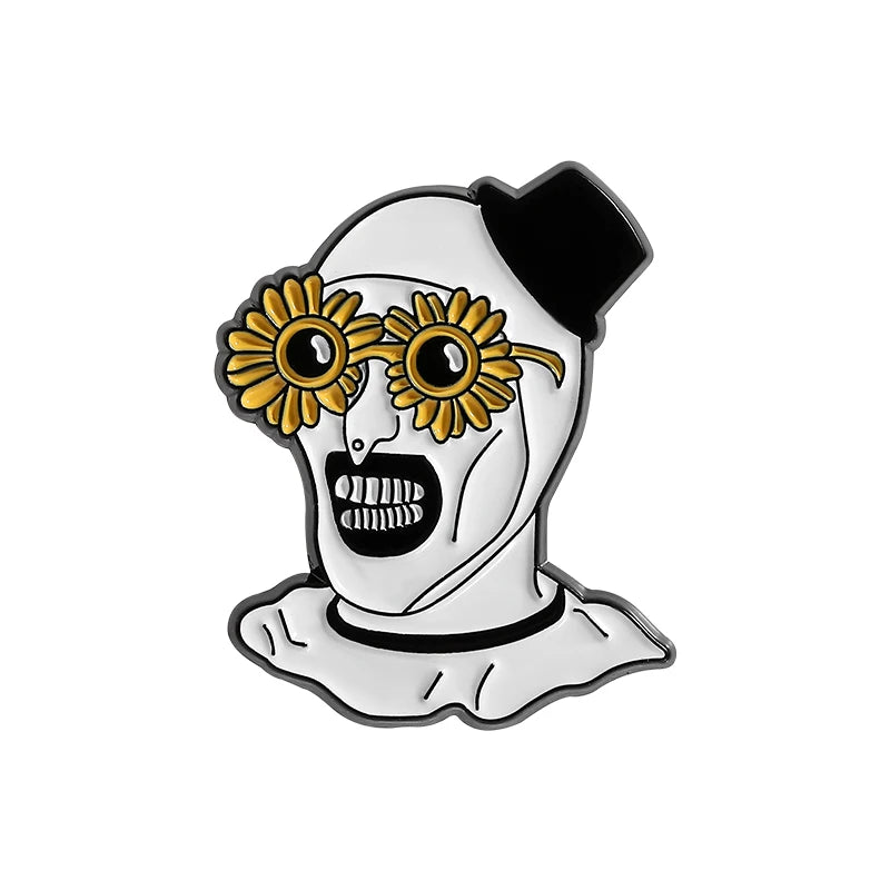 Horror Clown Enamel Pin Sunflower Sunglasses