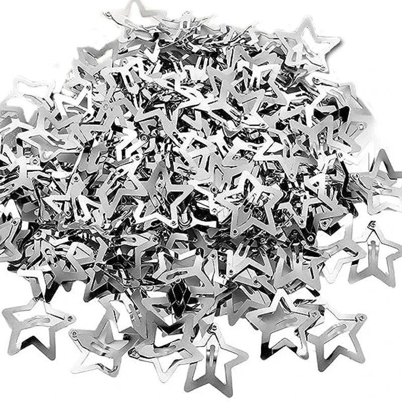 Y2K Star Hair Clips Silver Metal Snap Barrettes