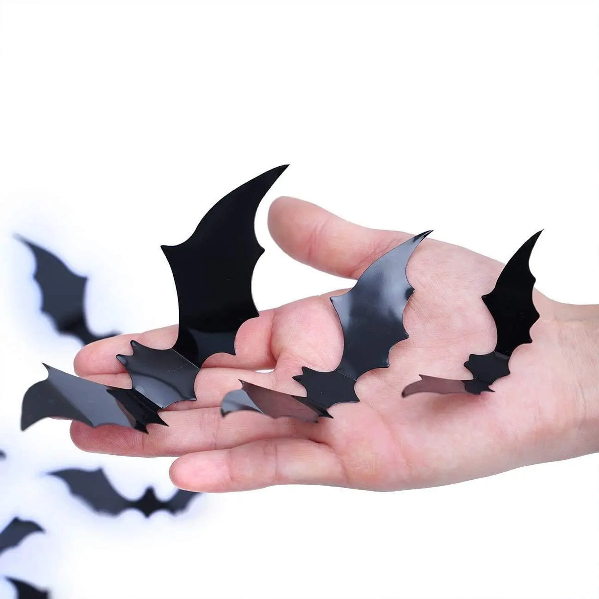 Halloween Bat Decorations, 12PCS Hanging Plastic Bats for Outdoor Decor