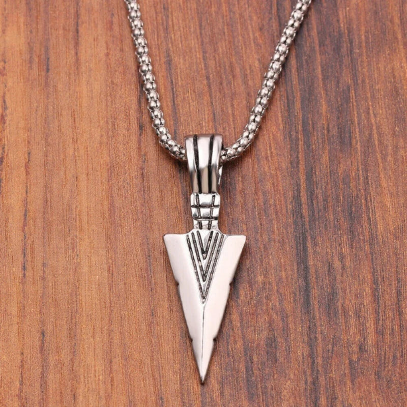 Long Pendant Necklace for Men Arrow Punk Rock Jewelry