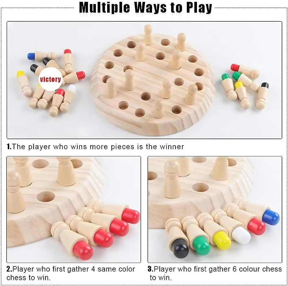 Wooden Memory Matching Game – Montessori Educational Board Puzzle