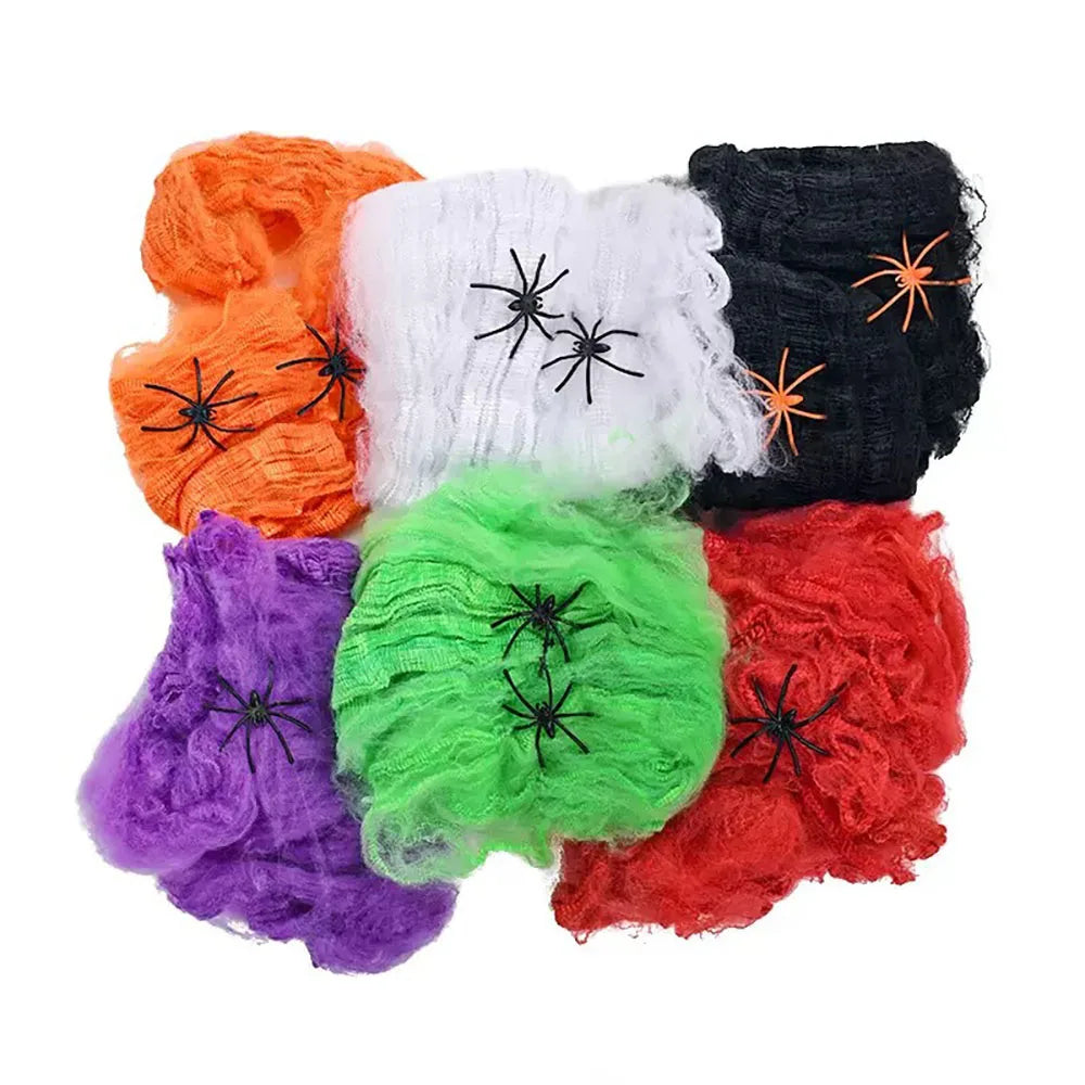 Halloween Spider Web Decoration – Stretchy Cobweb with Spider