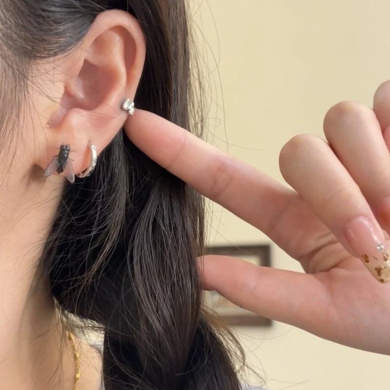 Fly Stud Earrings – Funny Insect Prank Halloween Jewelry