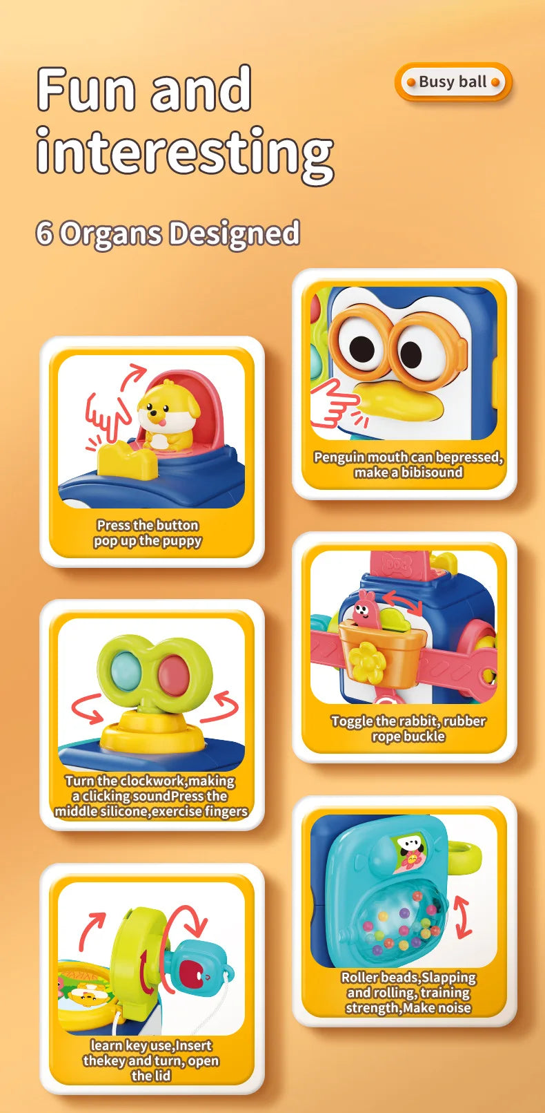 Montessori Busy Board Cube 10-in-1 Sensory Activity Toy