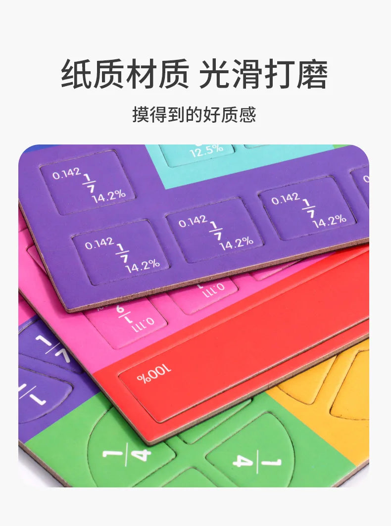 Magnetic Fraction Book Wooden Montessori Math Learning Toy for Kids