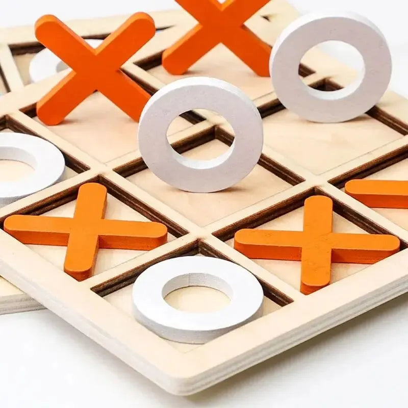 Wooden Tic Tac Toe Game – Kids XO Strategy Board