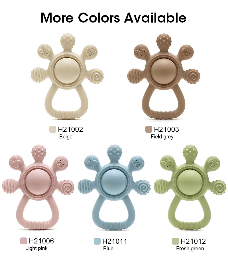 Silicone Baby Teether – Palm Rattle Bunny Teething Toy