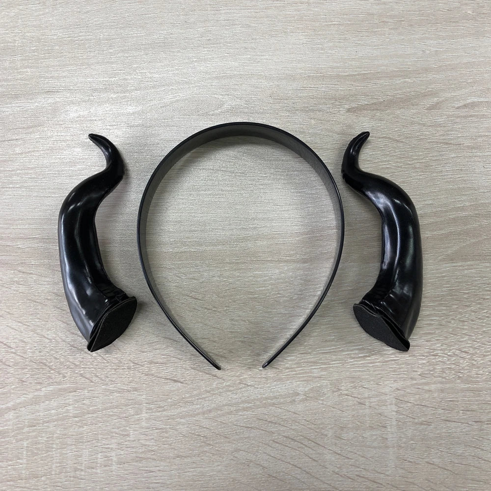 Demon Horn Headband – Black Detachable Costume Headpiece