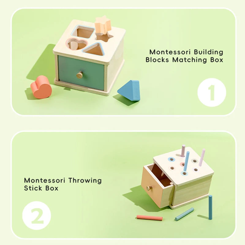 Wooden Shape Sorting Toy – Montessori Color Matching Activity Box