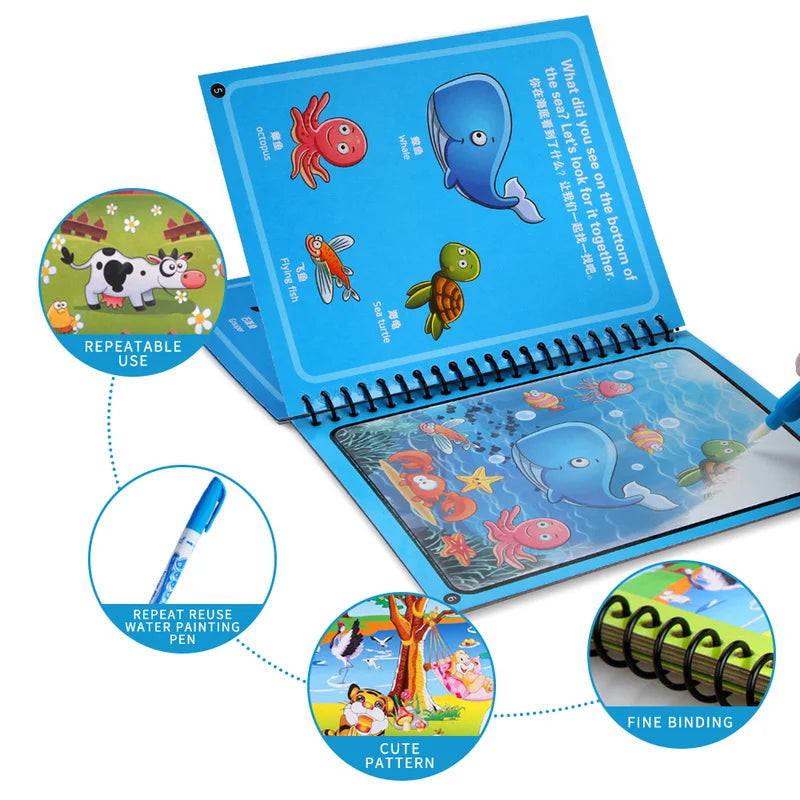Reusable Water Coloring Book – Magic Drawing Book for Kids