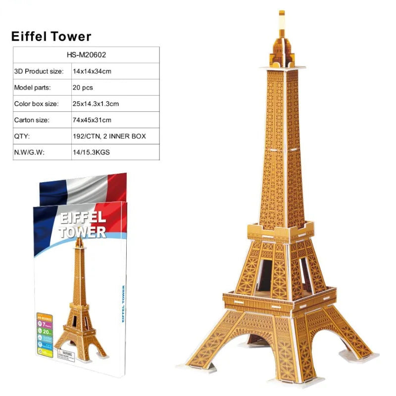 3D Architectural Puzzle Landmark Paper Building Model for Kids