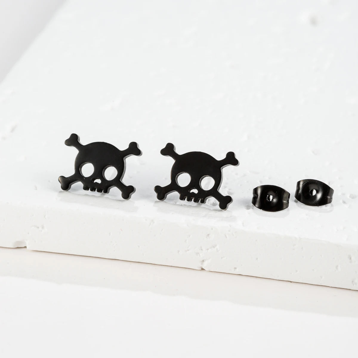 Halloween Bat Spider Earrings – Black Stainless Steel Punk Jewelry