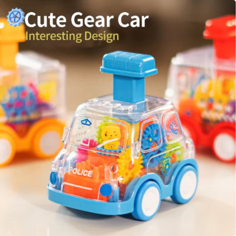 Transparent Gear Car Toy – Pull Back Inertia Car for Kids