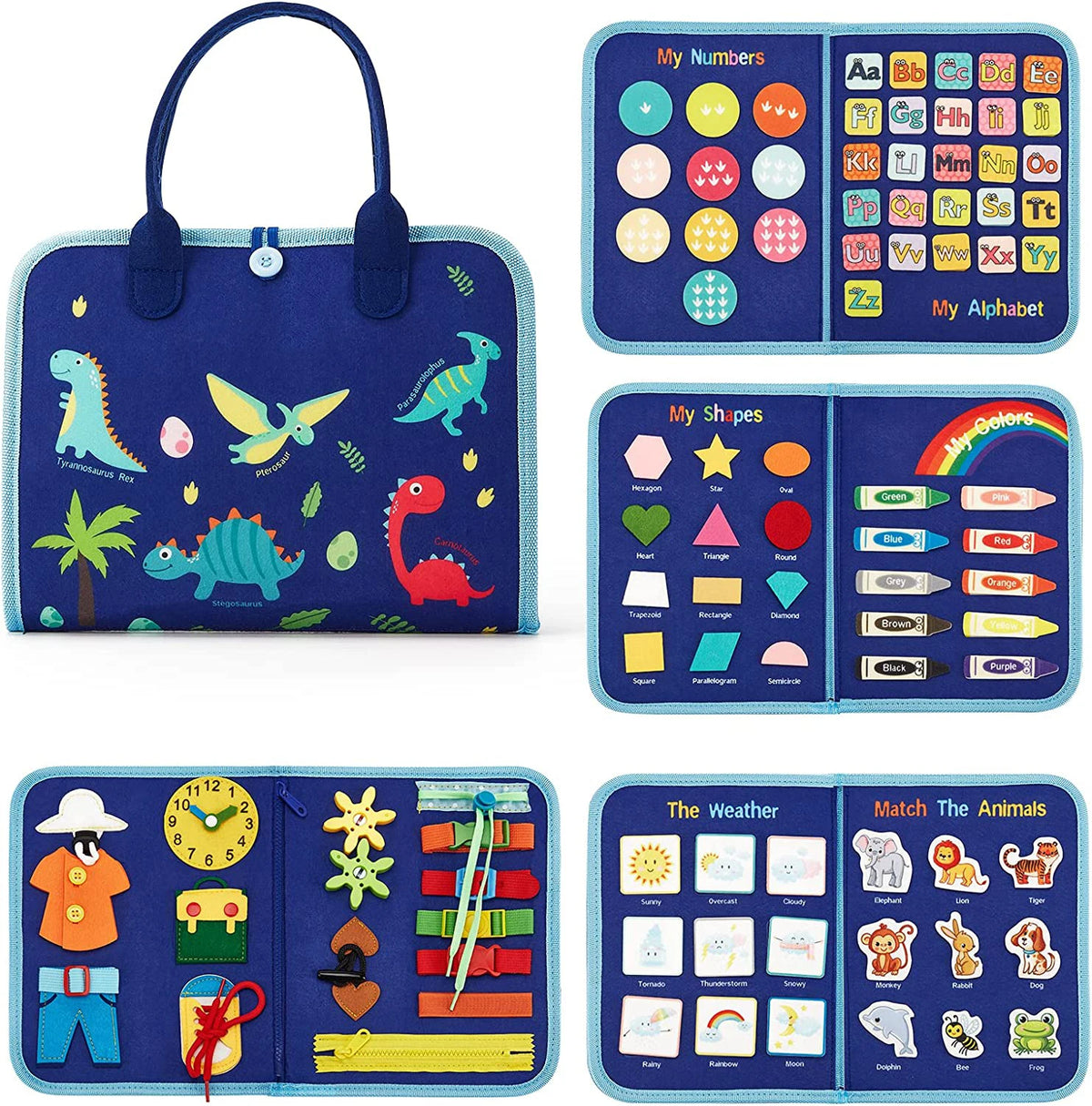Montessori Busy Board for Toddlers, Sensory Life Skills Learning Toy