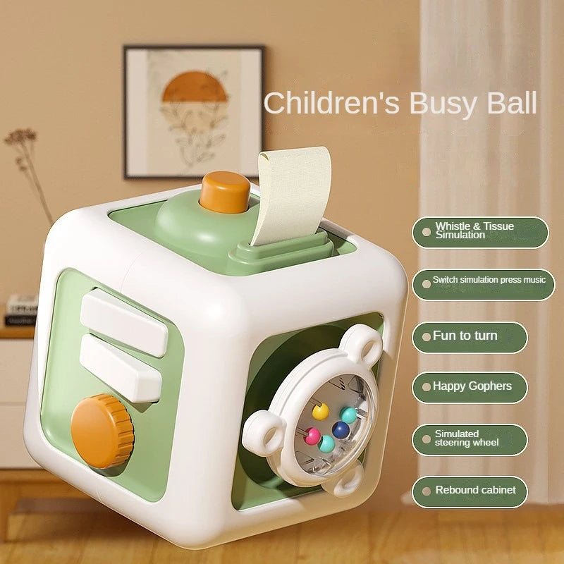 Montessori Busy Board 6-in-1 Sensory Educational Activity Cube