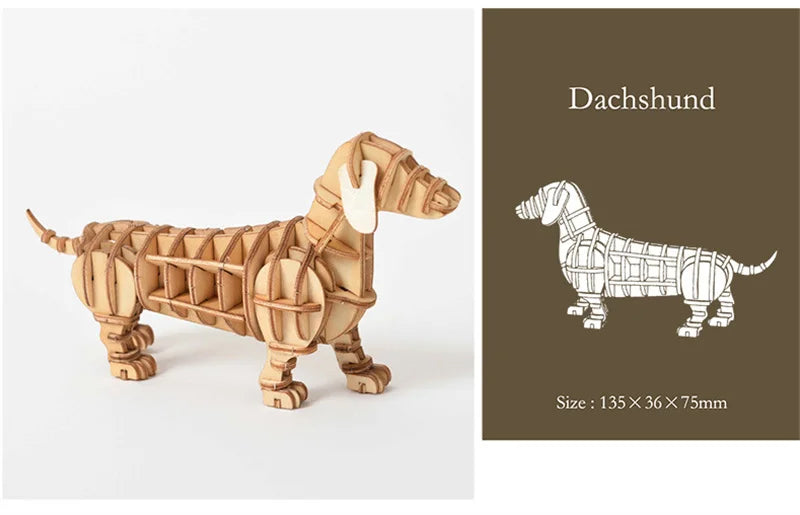 3D Wooden Animal Puzzle – DIY Assembly Model Kit