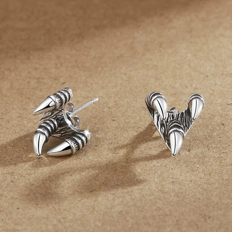 Gothic Claw Stud Earrings Black Punk Metal Jewelry