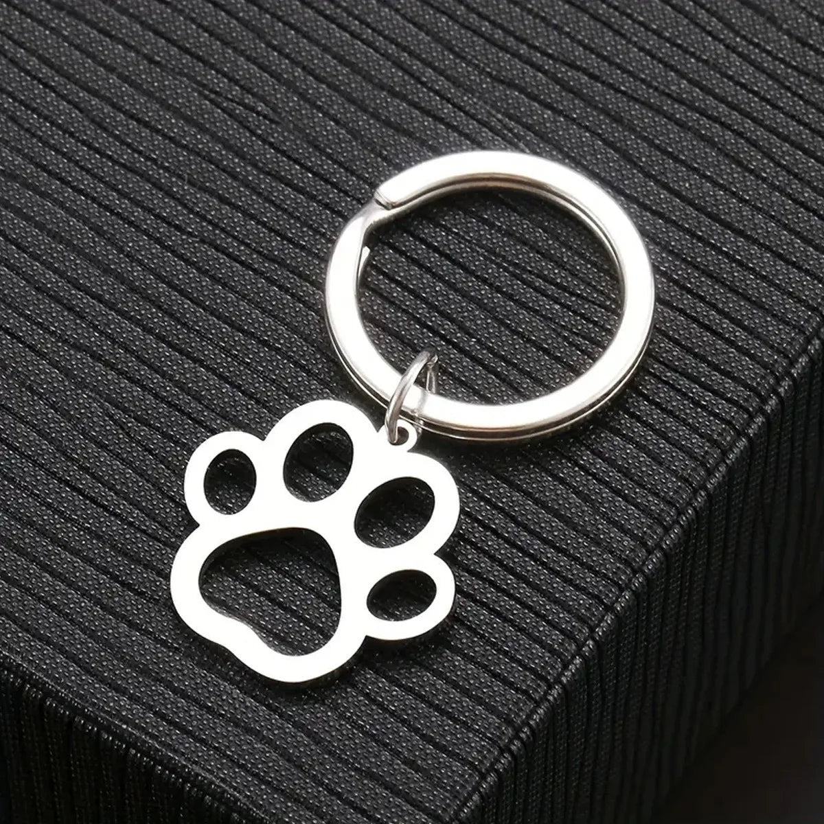 Stainless Steel Paw Print Pendant for Car Keys
