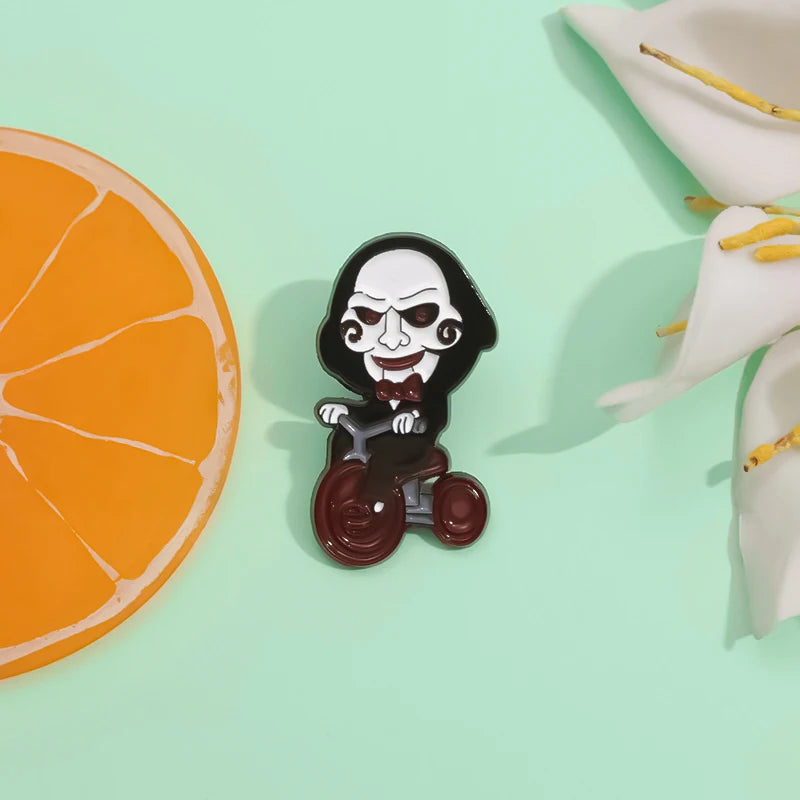 Clown Enamel Pin Bicycle Horror Halloween Lapel Brooch