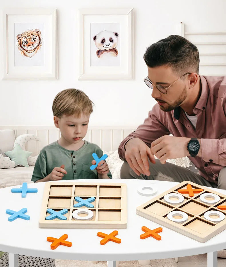 Wooden Tic Tac Toe Game – Kids XO Strategy Board