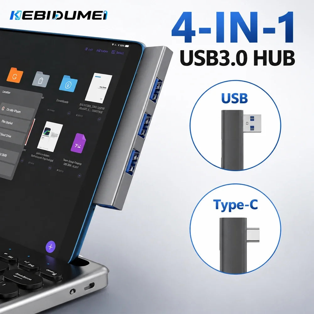 KEBIDUMEI USB 3.0 HUB 4 IN 1 5Gbps High Speed Transmission Dock Station Portable USB Splitter OTG Adapter Computer Accessories