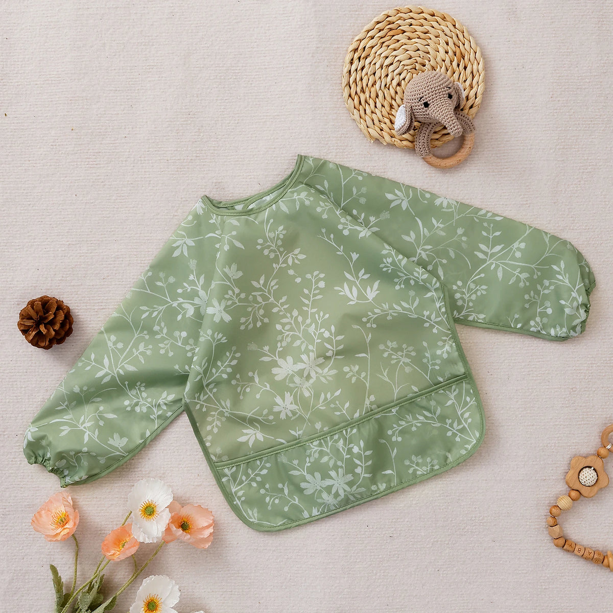Long Sleeve Baby Bib – Waterproof Washable Feeding Bib for Toddlers