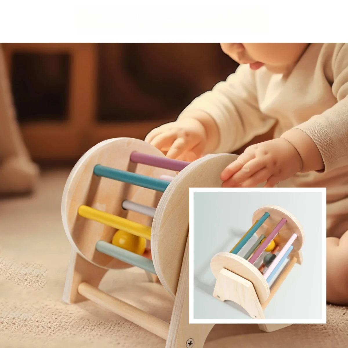 Baby Wooden Bell Toy Handheld Ringing Sensory Learning Activity