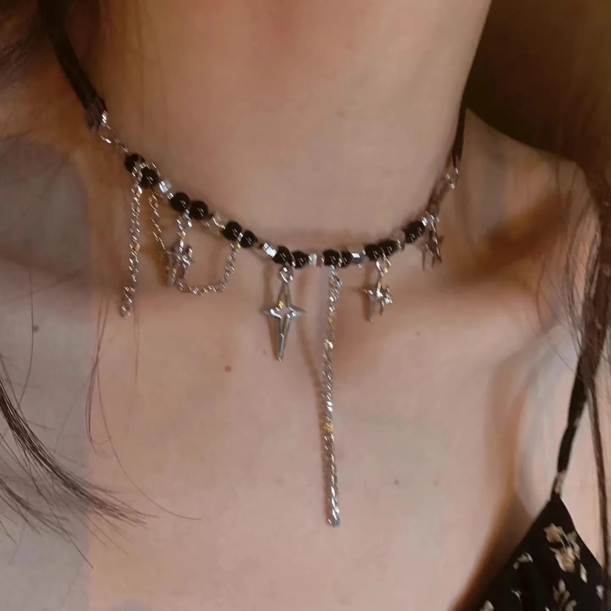 Gothic Leather Choker – Y2K Punk Necklace for Women