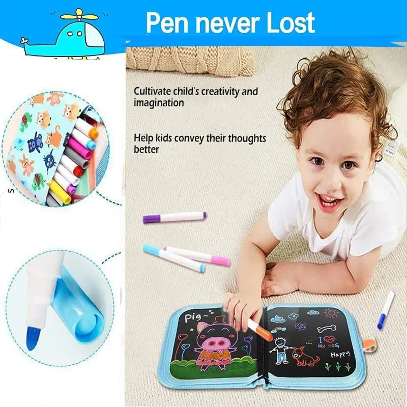 Reusable Drawing Book for Kids – Erasable Doodle Pad with Drawing Pens