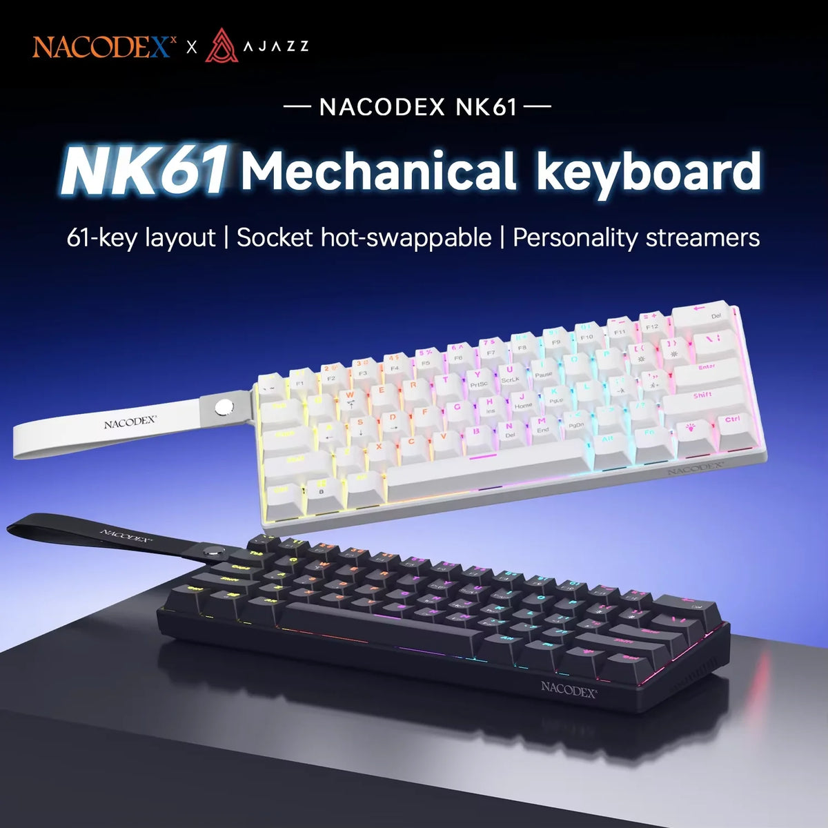 60% Mechanical Gaming Keyboard – 61 Key RGB Hot-Swappable