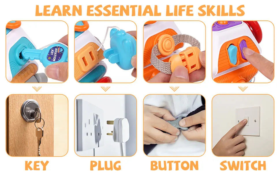 Montessori Busy Board Cube 10-in-1 Sensory Activity Toy