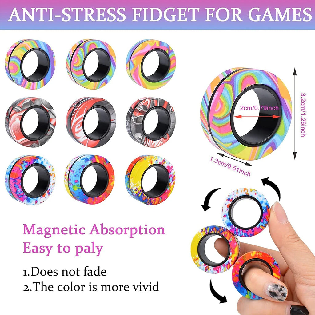 3PCS Magnetic Fidget Rings – Spinner Sensory Toy Set
