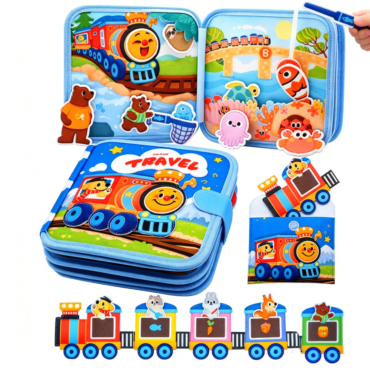 Farm Busy Book for Toddlers, Montessori Sensory & Fine Motor Toy