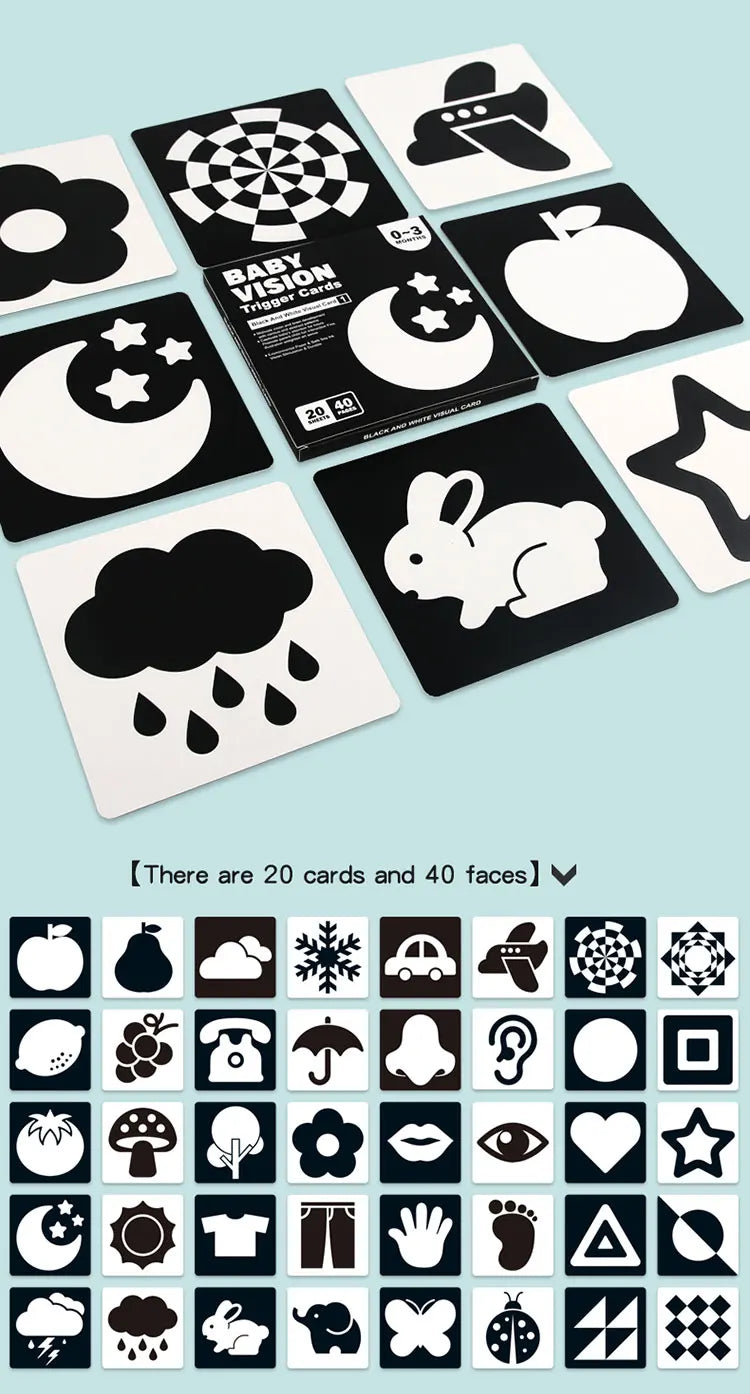 Baby High Contrast Flash Cards Visual Learning Cards