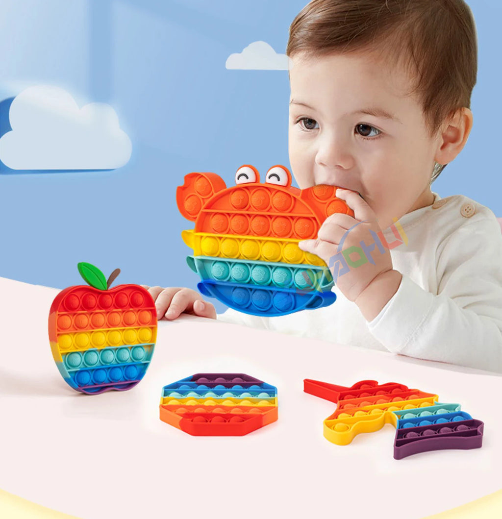 Pop It Fidget Toy – Rainbow Bubble Pop Sensory Stress Relief Toy