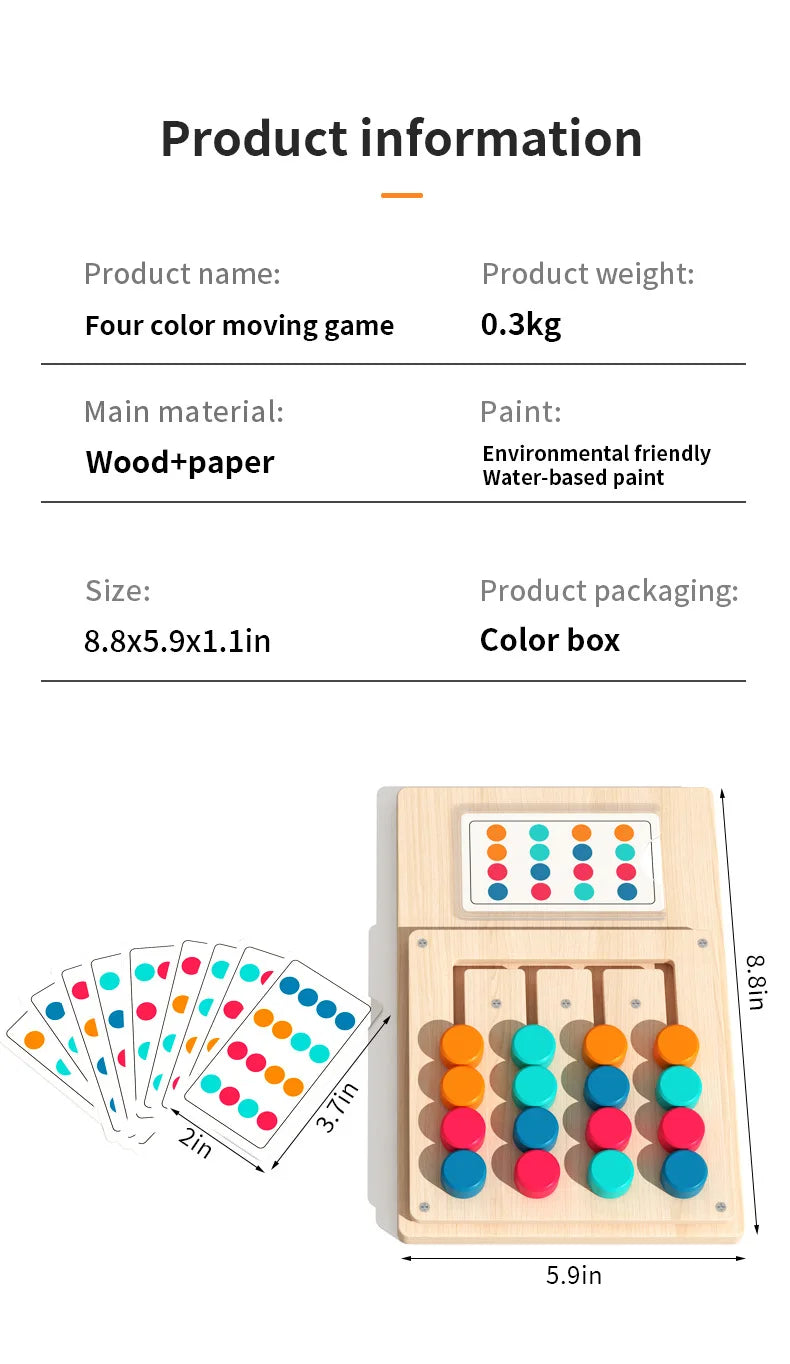 Wooden Color Sorting Game Montessori Shape Matching Toy for Kids
