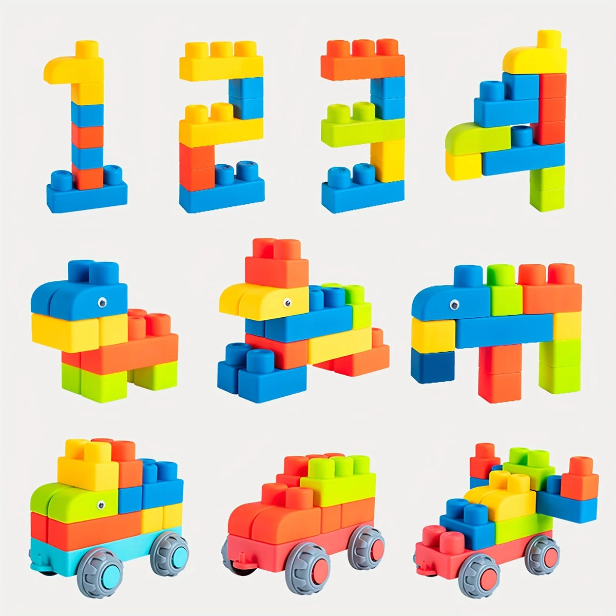 Soft Rubber Building Blocks – DIY Educational Construction Toy