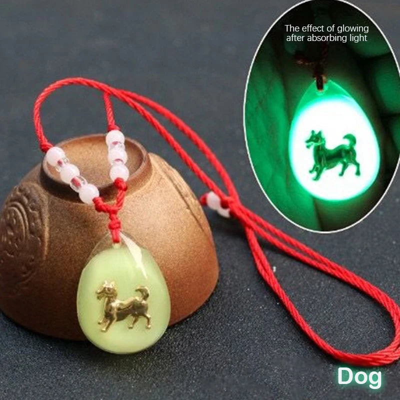 Glowing Gem Necklace Luminous Stone Halloween Pendant