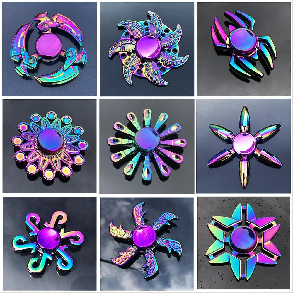 Metal Fidget Spinner Rainbow Gradient Fingertip Gyro Toy