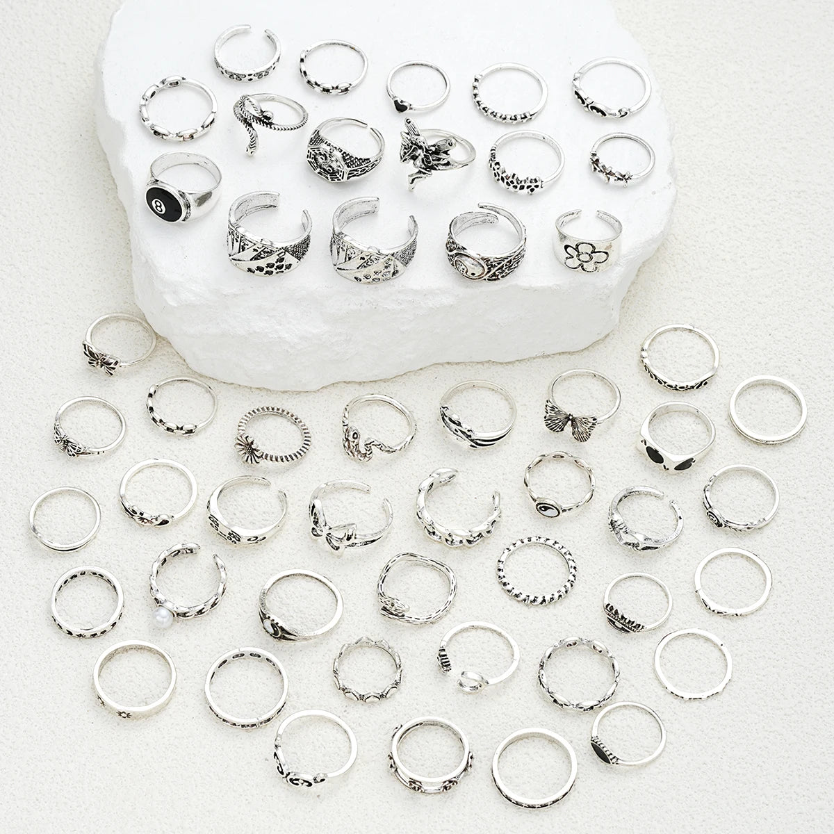 51-Piece Gothic Ring Set for Men & Women