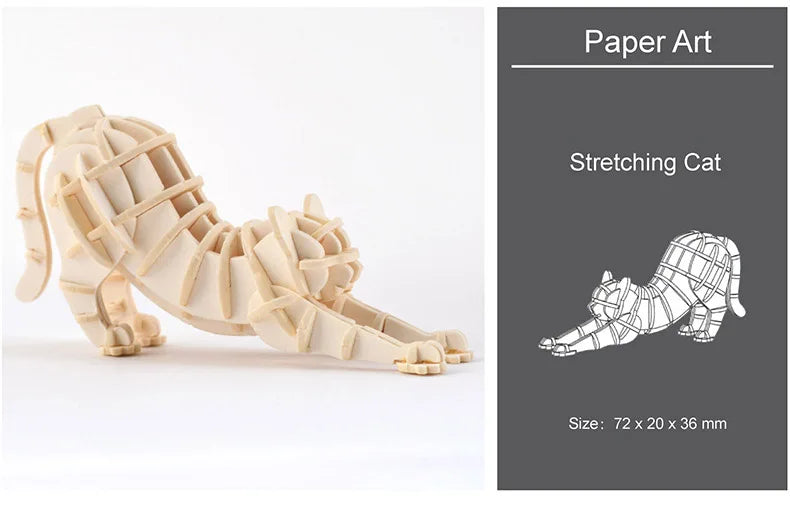 3D Wooden Animal Puzzle – DIY Assembly Model Kit