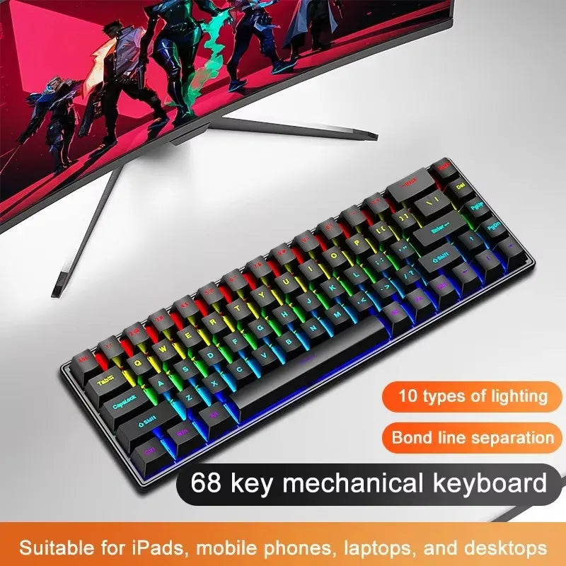 68 Key Mechanical Keyboard – RGB Wired Gaming & Office Keyboard