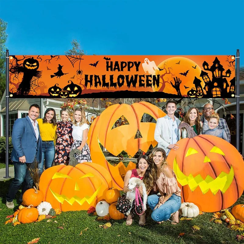 Halloween Pumpkin Banner – Ghost Party & Outdoor Decorations