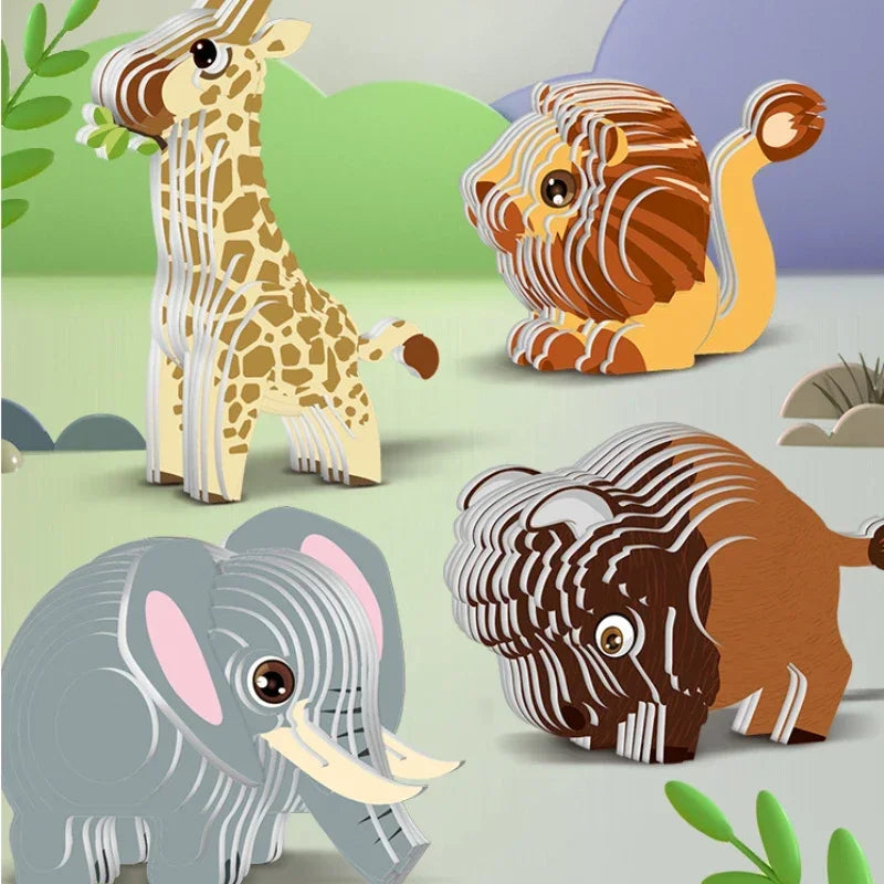 3D Dinosaur Puzzle Paper Animal Model Educational Toy