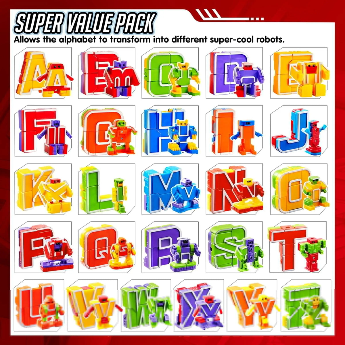 Alphabet Robot Toy 26-Piece ABC Transforming STEM Learning Set