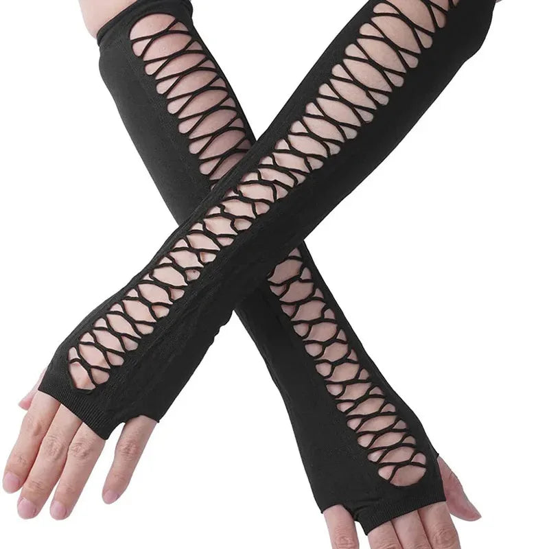 Europe USA Sexy Lace Gloves Fingerless Mesh Fun Tag Nightclub Dance Dot Long Cos