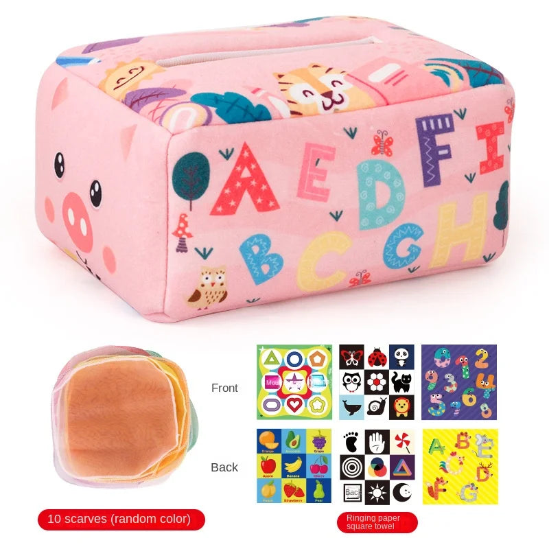 Baby Tissue Box Toy – Crinkle Sensory Learning Toy