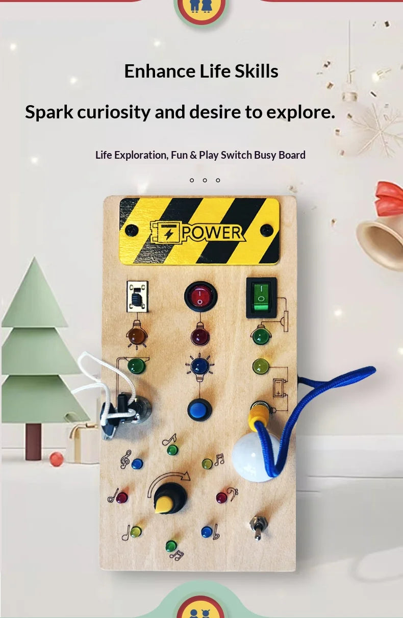 Wooden Busy Board for Kids – Montessori Sensory Learning Toy