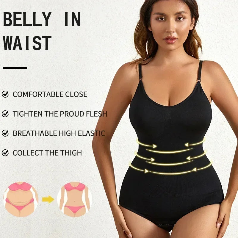 1 Piece Solid Seamless Brief Shaping Shapewear Bodysuit, Tummy Control Butt Lifting Slimmer Body Shaper, Women's Underwear